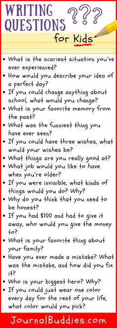 the writing questions for kids poster