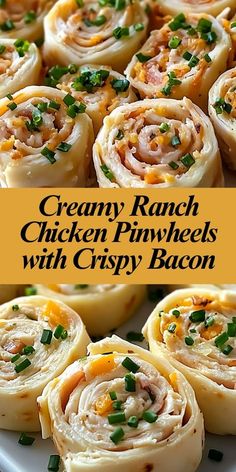 These Creamy Ranch Chicken Pinwheels with Crispy Bacon are a must-try! 🧀 Filled with ranch-flavored chicken, cheddar cheese, and crunchy bacon, these tortilla roll-ups are perfect for parties, game day, or a quick snack. Easy to make and bursting with flavor, they’re a hit with kids and adults alike. Prep ahead for stress-free hosting! 🎉 #ChickenPinwheels #PartyFoodIdeas #EasyAppetizers #GameDaySnacks #BaconLovers 🍴🌟