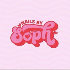 the logo for nails by soph, which is pink and has hearts on it