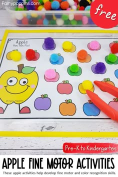 an apple fine motor activity for toddlers to play with