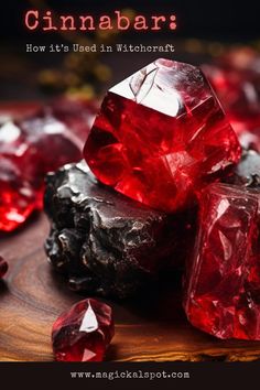 some red crystals on top of a wooden table with the words, how is it used in waterport?