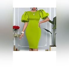 Classy Green Dress Elegant Green Mini Puff Sleeve Dress, Green Fitted Puff Sleeve Midi Dress, Elegant Green Puff Sleeve Dress For Brunch, Chic Green Fitted Dress With Puff Sleeves, Chic Green Fitted Puff Sleeve Dress, Fitted Green Midi Puff Sleeve Dress, Chic Fitted Green Puff Sleeve Dress, Green Fitted Puff Sleeve Dress, Elegant Green Puff Sleeve Mini Dress