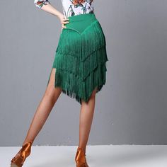 Fire up the stage with this chic latin skirt. This skirt features a regular waist, solid color pattern. Made from milk silk. Latin Practice Skirt, Latin Dance Skirt, Flamenco Skirt, Latin Fashion, Tango Outfit, Fringe Fashion, Next Dresses, Macrame Dress, Tango Dress