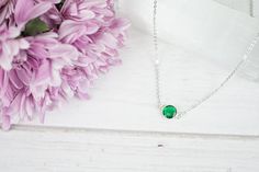 Emerald Necklace Gold Emerald Pendant Sterling Silver Emerald Minimalist Sterling Silver Emerald Necklace As Gift, Emerald Jewelry With Bezel Setting For Gifts, Emerald Jewelry With Bezel Setting As A Gift, Green Sterling Silver Birthstone Necklace, Green Birthstone Necklace In Sterling Silver, Green Birthstone Sterling Silver Necklace, Dainty Emerald Birthstone Necklace In Sterling Silver, Handmade Sterling Silver Emerald Necklace As Gift, Dainty Sterling Silver Emerald Birthstone Necklace