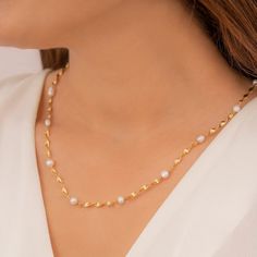 14k Gold Pearl Necklace, Dainty Pearl Beaded Chain Necklace,handmade Pearl Chain Link Jewelry for Women,adjustable Anniversary Gift for Her - Etsy Beaded Chain Necklace As A Gift, Delicate Jewelry With Adjustable Chain And Round Beads, Teardrop Beaded Chain Necklaces, Pearl Beaded Chain Jewelry As Gift, Dainty Beaded Chain Necklace For Gift, Dainty Beaded Necklaces With Adjustable Chain For Gifts, Dainty Beaded Necklace With Adjustable Chain As Gift, Gift Pearl Necklace With Adjustable Chain And Round Beads, Gift Pearl Necklace With Adjustable Round Beads