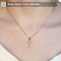 Check out this product 😍 Rose Gold Cross Necklace 😍 by KaraLynn Jewelry starting at $32.00. Rose Gold Cross Necklace With Delicate Chain, 14k Rose Gold Cross Necklace, Minimalist Rose Gold Cross Pendant, Cross Necklace Rosegold, Rose Gold Plated Cross Pendant Necklace, 18k Gold Chain, Gold Cross Necklace, Gold Cross, Chain Lengths