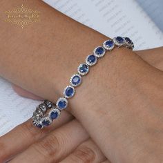 14K Solid White Gold with Diamond & Blue Sapphire Bracelets, Blue Sapphire 14K White Solid Gold Bracelets,  White Diamond Bracelet Jewelry Item -14K Diamond & Blue Sapphire Bracelets SKU - BRMJ-357-BS Metal - 14K Solid White Gold Stone -  Double Cut White Diamond  Gemstone - Blue Sapphire Gemstone Size - 7.5 Inch All are designed and handmade by me and my team with Perfect craftsmanship and strong interest! We are continuously adding new products to our store. So keep coming back to see more gre Blue Sapphire Bracelet, Solid Gold Bracelet, Blue Sapphire Gemstone, Sapphire Bracelet, Gold Bracelets, White Solid, Gold Stone, The Favorite, Diamond Gold