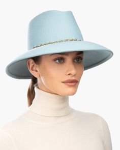 Jamie Felt Fedora Hat｜Hand-Blocked Fedora｜Eric Javits | Eric Javits Felt Fedora, Fedora Hat, Gold Plated Chains, Wool Felt, Fedora, Felt, Wool, Chain, Skin