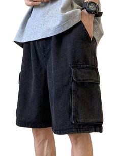 PRICES MAY VARY. Material Y2K Blue Denim Shorts Aesthetic Bermuda Shorts: made of high-quality denim, soft touch feeling, durable, breathable ultra-thin fabric, for comfortable wear. Design: Y2k jeans men hip hop shorts pants casual wide Leg jeans shorts flattering soft to the body. zipper fly, button closure, straight fit pocket vintage denim shorts for men Match :Jean shorts y2k men jorts gothic streetwear shorts are perfect with with shirt , plaid shirts,sneakers. There's no limit to what you Cargo Denim Shorts, Estilo Indie, Mens Denim Shorts, Punk Vintage, Vintage Preppy, Jeans Cargo, Harajuku Streetwear, Style Cargo, Shorts Pants