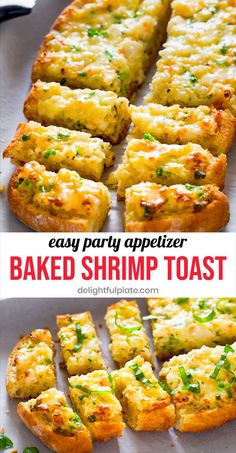 a tray of baked shrimp toast Appetizer With Shrimps, Katie Lee Shrimp Toast, Texas Toast Appetizers, Puff Pastry Shrimp Appetizers, Shrimp Bites Appetizers, Make Ahead Shrimp Appetizers, Appetizer Recipes Shrimp, Shrimp Hors D’oeuvres, Shrimp Appetizers For Party Finger Foods