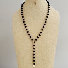 Anne Klein Necklace Black Beaded Brand New, Never Worn Black Single Strand Beaded Necklaces For Party, Adjustable Black Necklaces With Faceted Beads, Black Single Strand Beaded Necklace For Party, Black Single Strand Necklace For Party, Party Black Single Strand Beaded Necklace, Black Adjustable Beaded Necklace, Long Necklaces, Necklace Black, Anne Klein