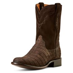 Handcrafted with the old-world artistry of León, Mexico, and the modern comfort Ariat is known for, the Clanton boot is ready to be worn for a lifetime. Premium Nile crocodile leather gives it a unique, luxurious texture and a soft, supple feel. Bench Made Clanton Western Boot | Product Features : 0 : Removable All Day Cushioning insole with genuine vegetable tanned, anti-odor leather sock liner that molds to your foot, 1 : Cork filled forefoot for added comfort and cushioning, 2 : Resoleable 11 Rugged Brown Calf Leather Boots, Classic Brown Boots For Ranch, Fitted Brown Calf Leather Boots, Luxury Boots With Leather Lining And Snip Toe, Luxury Snip Toe Boots With Leather Lining, Elegant Snip Toe Boots For Western-themed Events, Luxury Brown Boots With Leather Sole, Classic Brown Boots For Western-themed Events, Elegant Brown Snip Toe Boots