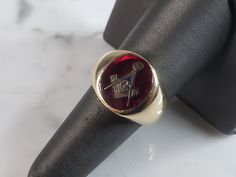 "A MENS VINTAGE ESTATE 10K GOLD FREE MASON RING.  THE RING WEIGHS 8.5g AND IS A SIZE 7.75.  THE WIDTH OF THE RING MEASURES 1/2\".  ANY QUESTIONS PLEASE DO NOT HESITATE TO ASK.  BE SURE TO CHECK OUT SOME OF OUR OTHER GREAT PIECES OF JEWELRY FOR SALE. IF THERE ARE ANY ISSUES PLEASE CONTACT US, WE'RE ALWAYS HAPPY TO TRY TO HELP YOU OUT AS BEST AS WE CAN." Mason Ring, Silver Turtle Ring, Free Mason, Turtle Ring, Masonic Ring, Yellow Gold Diamond Ring, Jewelry For Sale, Onyx Necklace, Mens Vintage