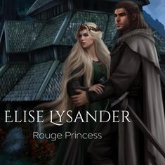 a man and woman standing next to each other in front of a castle with the words elise lysander on it