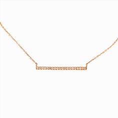 Pretty Pave Diamond Bar Necklace in Solid 14k Yellow or White Gold with Natural Minimalist 14k Gold Diamond Necklace For Everyday Luxury, Elegant Rose Gold Diamond Necklace, Everyday Yellow Gold Diamond Bar Necklace, Everyday Rose Gold Necklace With Single Cut Diamonds, Dainty Yellow Gold Diamond Bar Necklace, Everyday Gold Bar Necklace With Diamond, Gold Minimalist Diamond Bar Necklace, Classic Everyday Diamond Necklace With Adjustable Chain, Minimalist Gold Diamond Bar Necklace