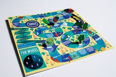 a close up of a board game on a white surface with numbers and symbols around it