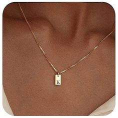 * : Initial K Necklace Length:16.5"+2" , Tag Pendant: About 0.23”*0.39”, With 0.8mm Wide Box Chain, Simple And Stylish * : Add This Dainty Initial Necklace To Your Jewelry Collectionit Can Be Worn Alone Or Layered With Other Necklaces For Most Everyday Outfits. * : Our Gold Initial Necklaces Are Made Of 14k Real Gold Plated Brass. Gold Box Chain Won't Hurt Your Skin While Remaining Strong. * : Choose Your Own Gold Letter Necklace Or That Of Your Loved Ones And Create Your Unique Jewelry. We Offe Letter K Necklace, Gold Initial Necklaces, Initial K, K Necklace, Dainty Initial Necklace, Initial Necklaces, Gold Letter Necklace, Initial Necklace Gold, Gold Letter