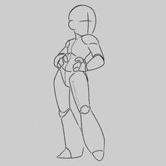 a drawing of a person with a helmet and leggings, standing in front of a