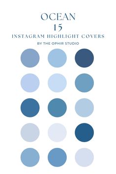 the cover for ocean 15 instagramm highlight covers by the ophia studio, featuring blue and white circles