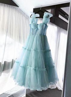 Light Blue Tulle Straps Long Party Dress Outfits For Women Evening Dress Outfits For Girls Light Blue Sweetheart Neckline Dress For Banquet, Light Blue Party Gown With Sweetheart Neckline, Party Gown In Light Blue With Sweetheart Neckline, Blue Tulle Dress For Party, Blue Tulle Party Dress, Light Blue Ruffled Dresses For Prom Season, Light Blue Ruffled Dresses For Prom, Sleeveless Light Blue Party Gown, Light Blue Dress With Sweetheart Neckline For Prom Season