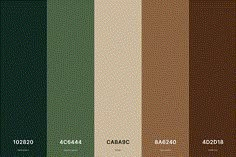 the color palette is brown, green, and beige with some dark colors on it