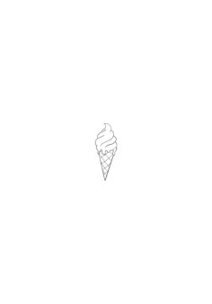 an ice cream cone is shown in the middle of a white background with black lines