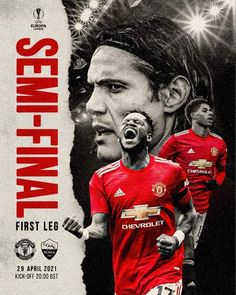 an advertisement for the new manchester united soccer team, featuring a man with his mouth open