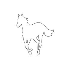 the outline of a horse is shown in black and white