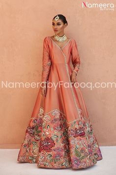 Raw Silk Angrakha Style Frock for Wedding Party Side Look Cape Dress Indian Gowns, Engagement Outfits For Bride, Frock For Wedding, Angrakha Style Frock, Angrakha Style, Floral Frocks, Frock Fashion, Polka Dot Maxi Dresses, Red Lehenga