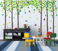 PRICES MAY VARY. Large Giant Jungle Tree Wall Decals.Recommended size as the picture shown is about 310x183cm/124x73.2",finish on wall size all depend on your preference..It looks hand painted on the wall after application. Easy to apply simply peel to stick and can be removed without residues . Made of High-Quality Die-Cut Vinyl,Durability,Waterproof,General can keep 5~10 years , environmental protective, safe to use. Create hand painted effect on your wall. Add a festive life and personality t Tree Mural Bedroom, Tree Blowing In The Wind, Reading Room Ideas, Headboard Wall Decal, Mural Bedroom, Tree Wall Decals, Tree Mural, Family Tree Wall Decal, Church Nursery