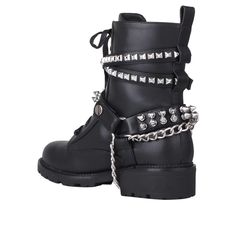 These vibrant and stylish boots will let you enter the world with style. These privileged boots, which are made of vegan leather and adorned with chains and studs, will stand out and provide an edgy edge to any ensemble. They are the ideal choice to transition your outfits from day to night, with an ankle buckle closure for a snug fit and a 1.5"H heel. These fashionable boots are ideal for wearing with jeans or skirts and are sure to draw attention. With these shoes, you'll undoubtedly feel pamp Cute Goth, Stylish Boots, Goth Outfits, Shoe Game, Biker Boot, The Bank, Winter Boot, Fashion Boots, Shoe Collection