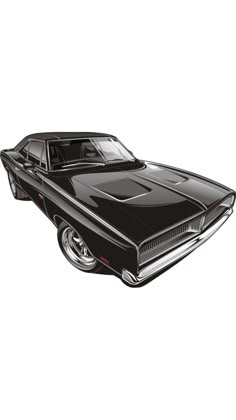 a black muscle car on a white background