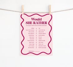 a pink sign hanging from a clothes line that says who knows the bride best?