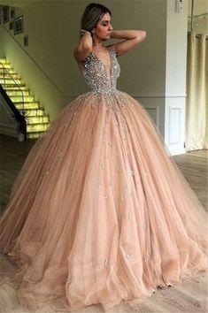 Elegant Evening Dresses Long, Tulle Prom Dresses, Tulle Balls, Beaded Tulle, Tulle Ball Gown, Dresses Quinceanera, Quinceanera Dress, Ball Gowns Prom, Gown Prom