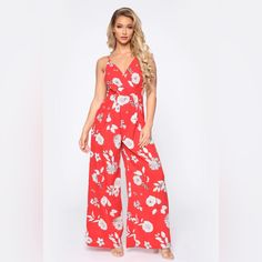 Sold Out On Their Site! Brand New With Tags! :) Beautiful Red And White Floral Jumpsuit From Fashion Nova. It Has Adjustable Spaghetti Straps And It Ties In The Back. Red Printed Jumpsuits And Rompers For Summer, Red Printed V-neck Jumpsuits And Rompers, Trendy Red Jumpsuits And Rompers For Summer, Trendy V-neck Jumpsuits And Rompers With Floral Print, Trendy Red Jumpsuits For Summer, Red Printed V-neck Jumpsuit Or Romper, Red Printed V-neck Jumpsuit, Casual Red V-neck Jumpsuits And Rompers, Casual Red V-neck Jumpsuit