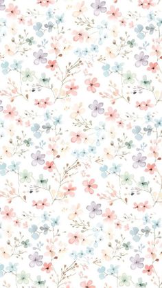 a white background with flowers and leaves on the bottom right corner, in pastel colors