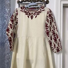 Embroidered Frock With Lite Shrara Anarkali Embroidered Dress With Embroidered Neckline For Eid, Elegant Festive Kurta With Embroidered Hem, Traditional A-line Embroidered Dress, Summer Festive Dress With Embroidered Sleeves, Festive Anarkali Dress With Embroidered Sleeves, Spring Anarkali Dresses With Embroidered Sleeves, Festive White Kurta With Geometric Embroidery, Floral Embroidered Dress For Eid, Festive Eid Kurta With Embroidered Hem