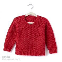 a red sweater hanging on a hanger with the words, show in child size only