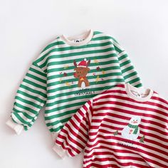 Cozy and cute, these festive Christmas sweater is perfect for creating magical memories. Size: S,(2-3y), M(3-4), L(4-5y) Color: Green, Red 75% Cotton, 25% Polyester Made in South Korea Striped Sweatshirt, Striped Sweatshirts, Gift Bundles, Trendy Baby, Gift Card Sale, Fall Collections, Christmas Sweatshirts, Festive Christmas, Christmas Sweater