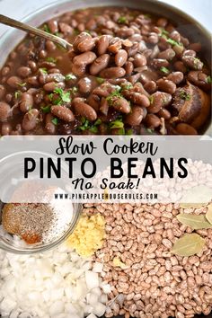 Slow Cooker Pinto Beans Crockpot Pinto Beans With Bacon, Pinto Beans Crockpot Recipes, Crockpot Pinto Beans No Soak, Pinto Beans In Crockpot, Pinto Beans Stove Top, Pinto Beans In The Crock Pot, Ham And Pinto Beans, Pinto Beans Crockpot, Side Dishes Crock Pot