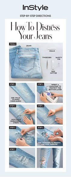 the instructions for how to diy jeans