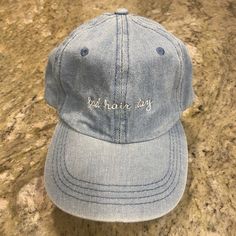 Cute And Casual Denim Hat “Bad Hair Day” Nwot Trendy Washed Hat, One Size, Denim Hats For Everyday Spring Wear, Denim Blue Baseball Cap For Spring, Trendy Washed Hat One Size Fits Most, Trendy Washed Hat, Trendy Washed Blue Hat, Trendy Washed Baseball Cap For Summer, Everyday Denim Hats One Size Fits Most, Trendy Blue Washed Hats