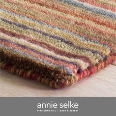 an area rug is shown with the words annie selke on it, and there are