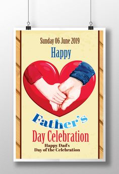 a poster for father's day with two hands holding each other in the shape of a heart