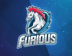 the logo for a sports team with a horse on it's head and red hair