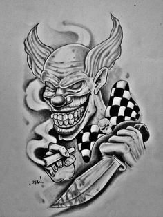 Evil Tattoos, Clown Tattoo, Evil Clown, Joker Tattoo, Animal Pen, Skulls Drawing