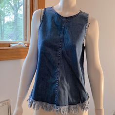 Really Cool Highline Collective Nlue Denim Sleeveless Top. Looks Awesome With White Pants Or Shorts, But Goes With Everything. Will Be A “Go To” Piece For The Summer. Cotton With Slight Bit Of Elastane For Stretch. Darts At Bust For Flattering Fit Tie At Nape Of Neck. Fringed Bottom. Nice Rear Coverage. Size S Nwt. Orig $69 Dark Wash Denim Sleeveless Tank Top, Dark Wash Denim Tank Top, Denim Vest Top For Summer, Spring Sleeveless Denim Blue Denim Vest, Summer Denim Vest Top, Medium Wash Sleeveless Denim Vest For Spring, Fitted Dark Wash Tank Top, Sleeveless Denim Vest Top, Sleeveless Medium Wash Denim Vest For Spring