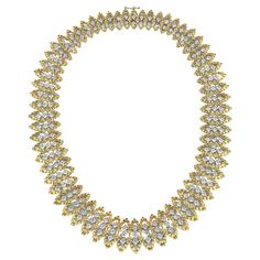 Introducing our exquisite Lady’s 18K Yellow & White Gold Diamond Circa 1960's Necklace, a timeless piece of elegance and beauty. Crafted with meticulous attention to detail, this stunning necklace features a total diamond weight (TDW) of approximately 7.00 carats GH VVS-VS, making it a truly breathtaking accessory. The necklace showcases a captivating arrangement of diamonds, with 147 round brilliant cut diamonds totaling approximately 6.00 carats. These diamonds are expertly set to create a dazzling and eye-catching display of brilliance and sparkle. Each diamond is carefully selected for its exceptional quality and radiance, ensuring that you will be mesmerized by its beauty. Adding to the allure of this necklace are 30 round brilliant cut diamonds, totaling approximately 1.00 carat. The Heavy Diamond Necklace, Heavy Necklace, Vintage Inspired Design, Stunning Necklace, Link Necklace, Round Brilliant Cut Diamond, White Gold Diamonds, Round Brilliant, Vintage Stil