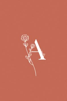 the letter a is surrounded by flowers on a pink background with white lettering that reads,