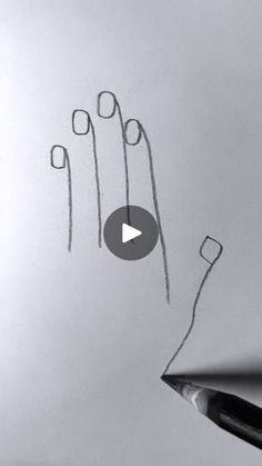 someone is drawing something on the paper with their hand and thumbnails in black and white